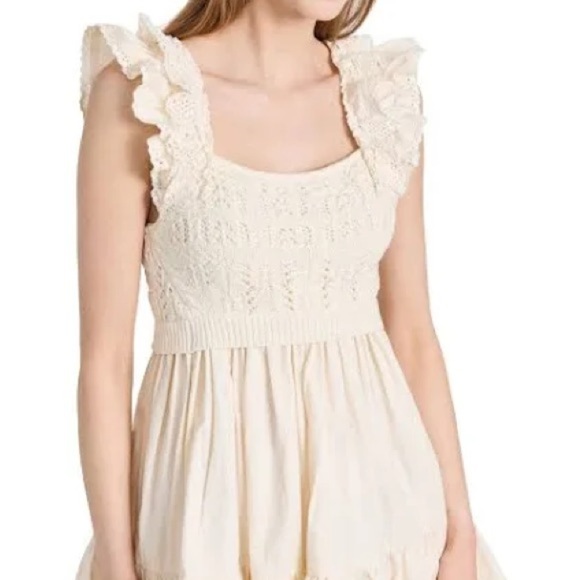 En Saison Collette Cream crochet ruffle Mini Sundress S - Picture 6 of 12